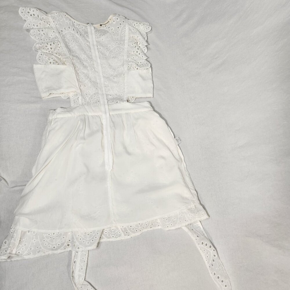 THE IMPECCABLE PIG Cut it Out Romantic White Eyelet Mini Dress Size L LIKE NEW! - Picture 6 of 16